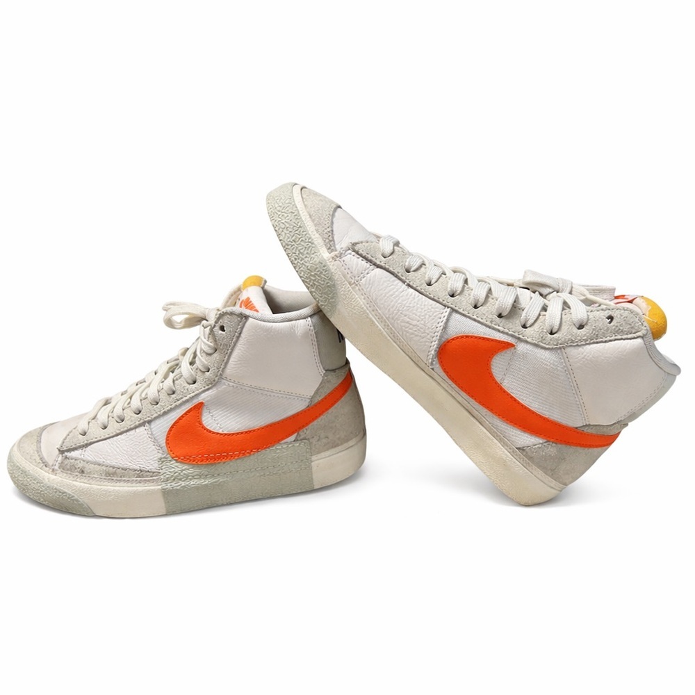 Nike Blazer Mid Size 8 DQ7673-103 White High Top Retro Orange Logo Shoes